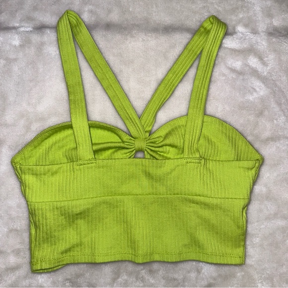 PAC Cares Green Ribbed Cropped Tank Top Size Small - Picture 4 of 5